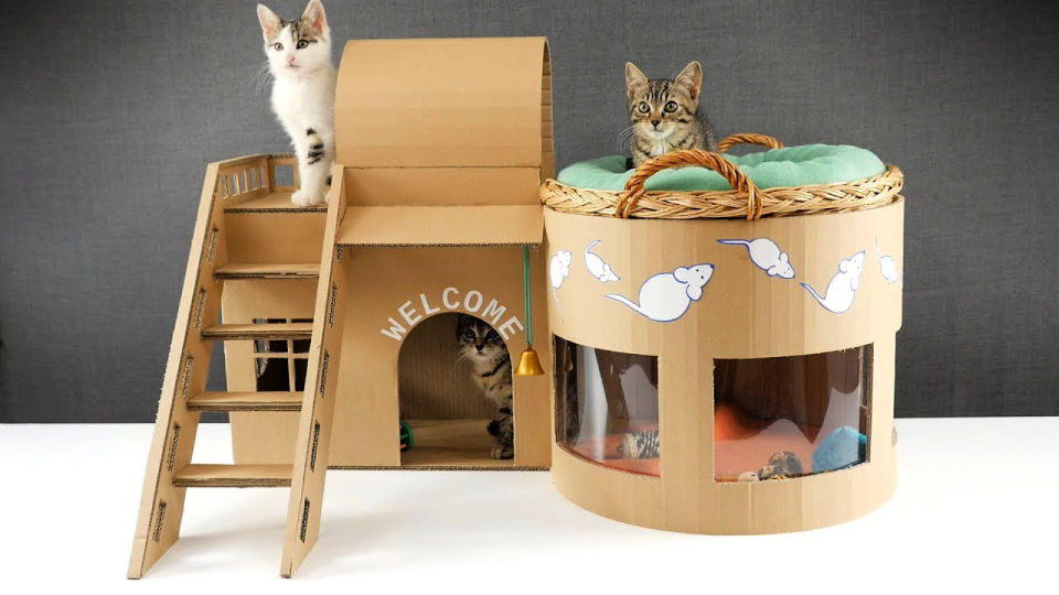 20 Cheap DIY Cardboard Cat House Ideas - Blitsy