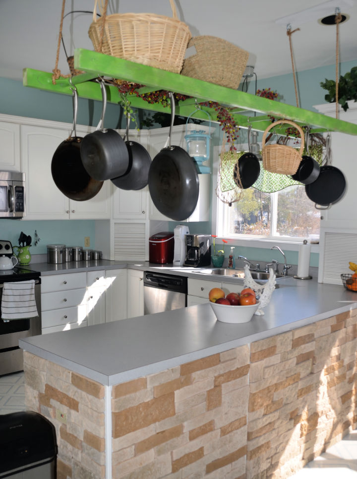 25 DIY Hanging Pot Rack Ideas for Your Kitchen - Blitsy