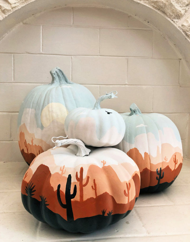 50 Easy Pumpkin Painting Ideas 2024 For Halloween Desert Oasis Painted Pumpkins