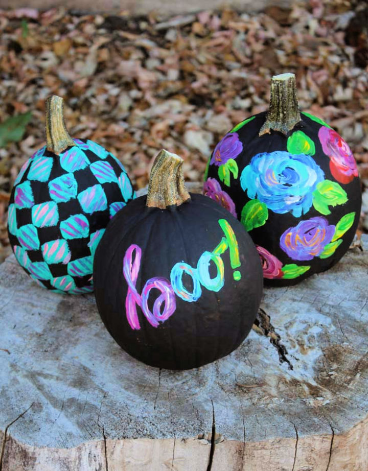 50 Easy Pumpkin Painting Ideas 2024 For Halloween Loose Floral Acrylic Painted Pumpkins