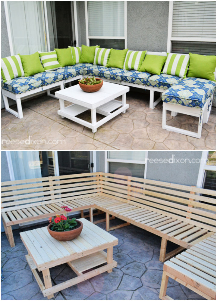 25 DIY Outdoor Sectional Plans - Free DIY Patio Sofa