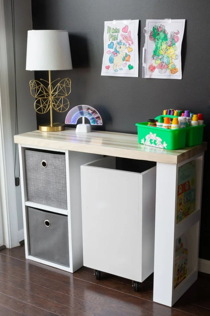 25 DIY Kids Desk Plans And Ideas To Build Your Own   Build A Kids Desk With Storage 