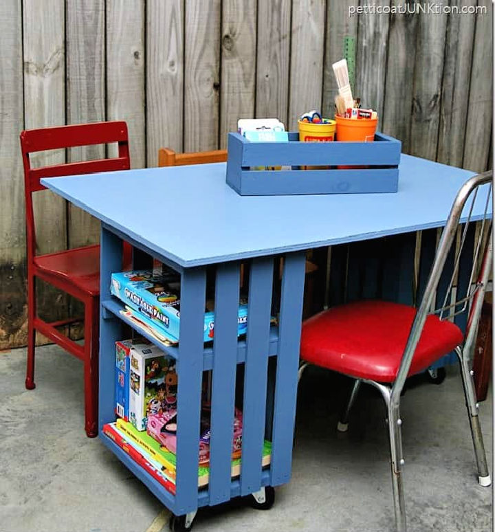 25 DIY Kids Table Plans With Chairs And Storage Option   DIY Kids Crate Table 