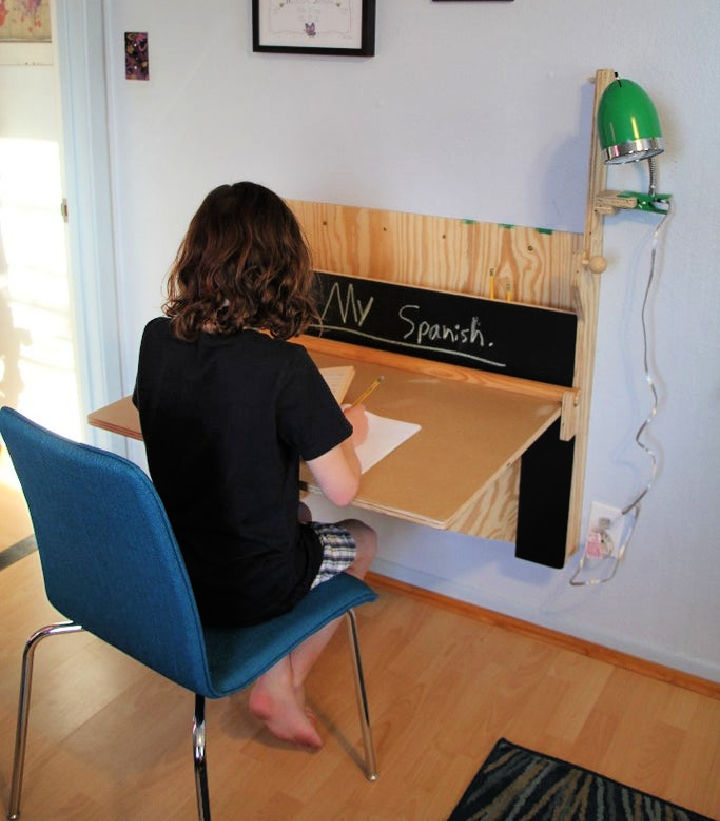 25 DIY Kids Desk Plans And Ideas To Build Your Own   Kids Wall Desk For Room 