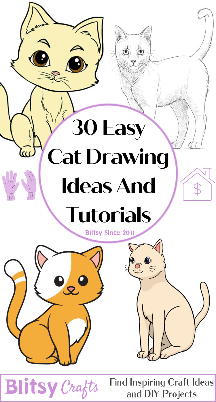 30 Cute and Easy Cat Drawing Ideas - How To Draw A Cat - Blitsy