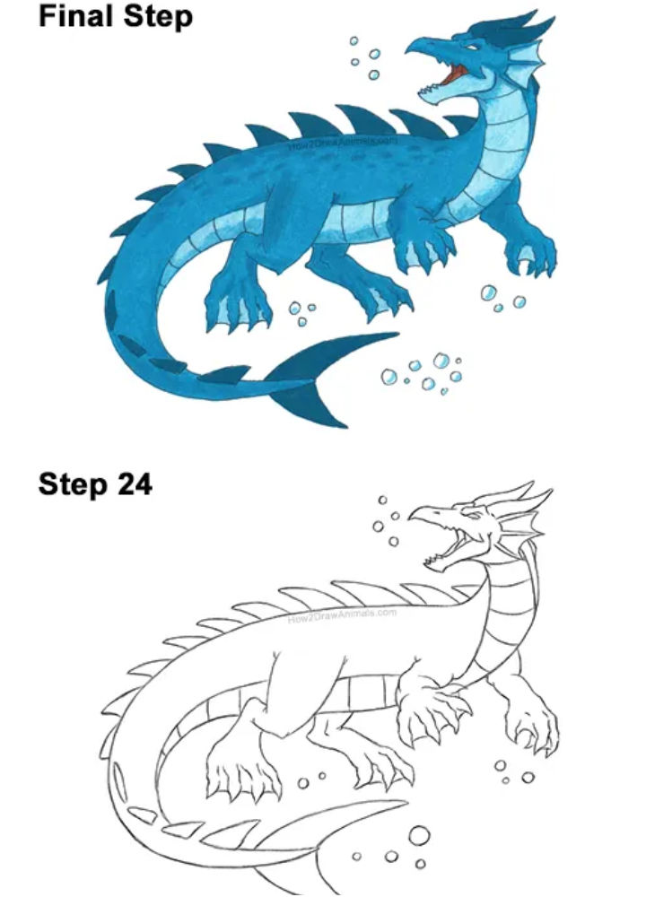 How To Draw A Water Dragon Step By Step