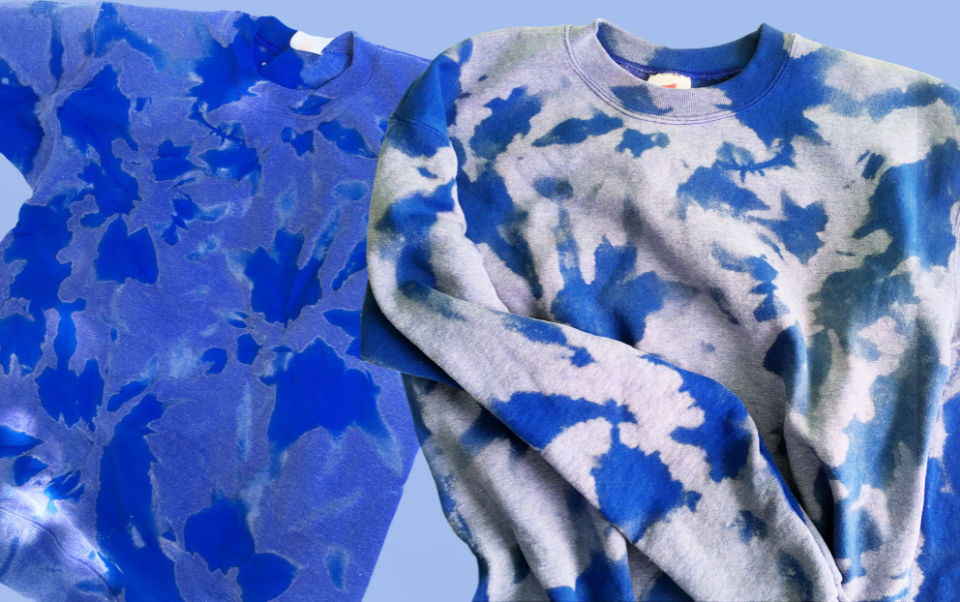 reverse tie dye yellow shirt