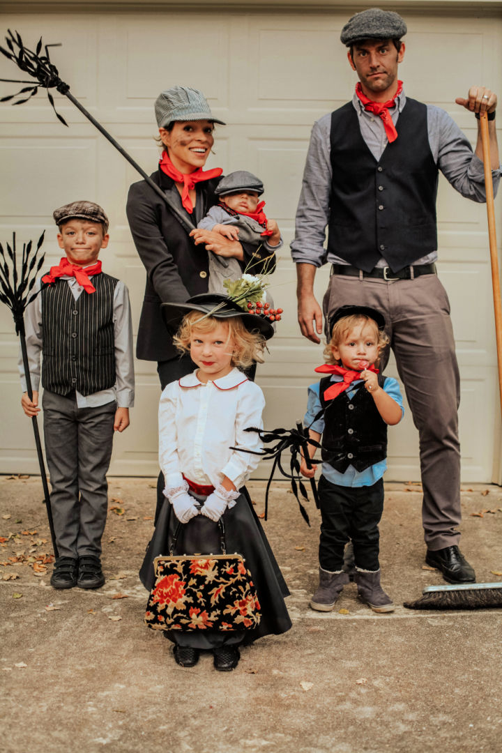 40 DIY Group Halloween Costumes 2024 Group Costume Ideas   Mary Poppins And Her Chimney Sweeps Costume For 6 