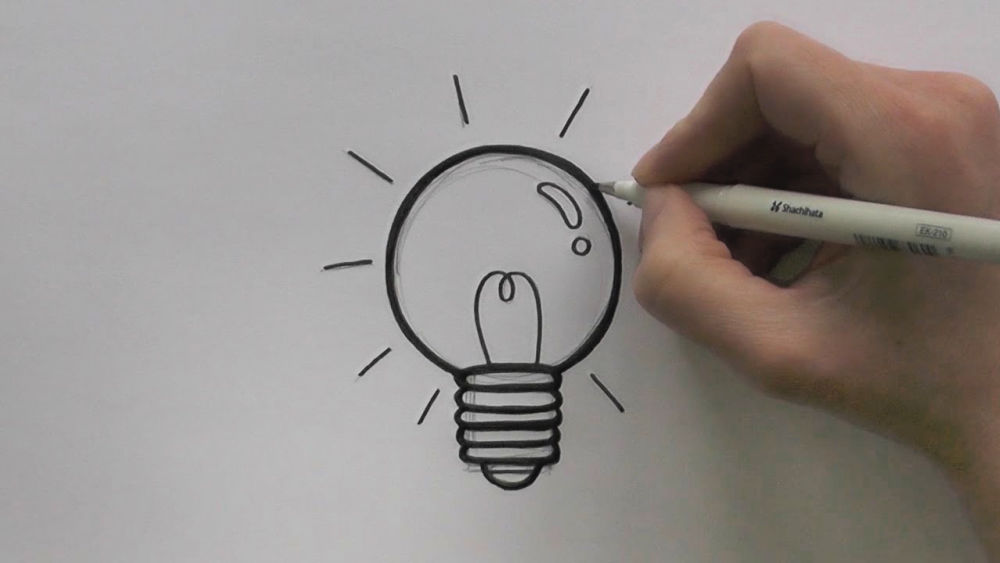 light bulb drawing with stuff inside easy