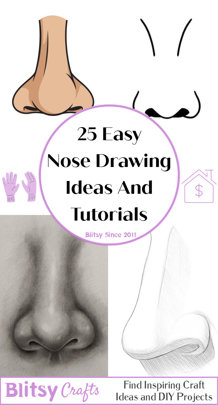 25 Easy Nose Drawing Ideas - How To Draw A Nose - Blitsy