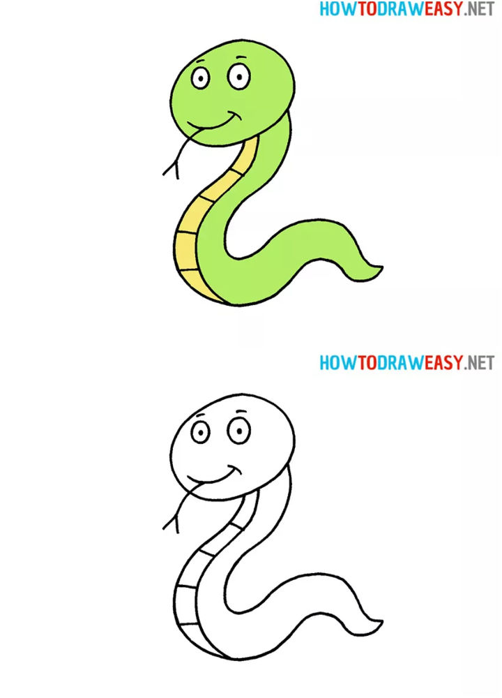25 Easy Snake Drawing Ideas - How to Draw a Snake - Blitsy