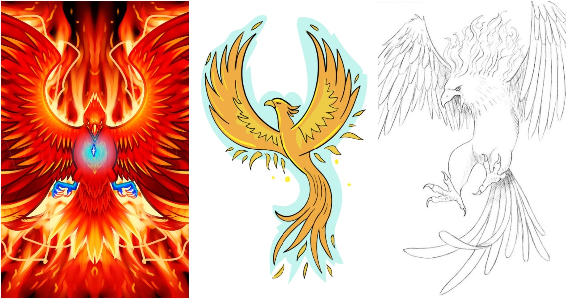simple designs to draw phoenix