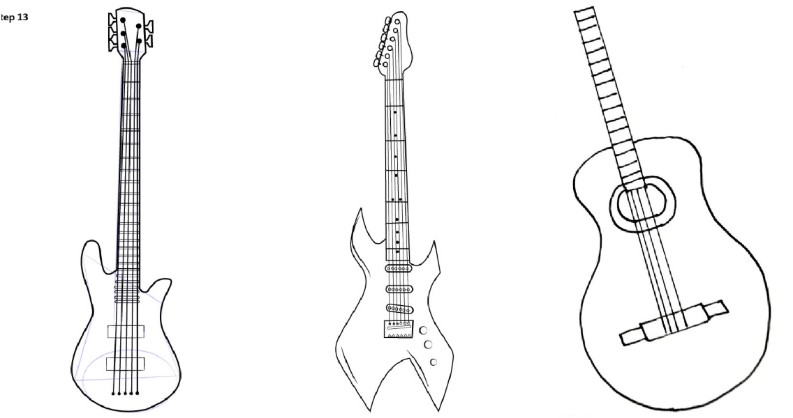 20 Easy Guitar Drawing Ideas - How To Draw A Guitar - Blitsy