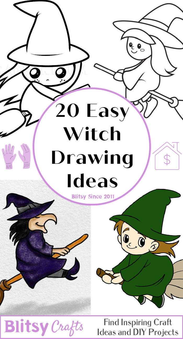 20 Easy Witch Drawing Ideas - How To Draw A Witch - Blitsy