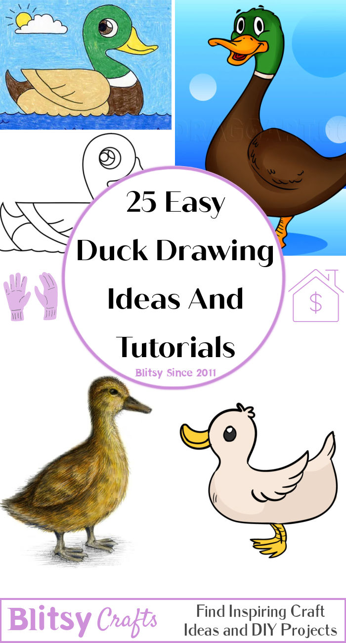 25 Easy Duck Drawing Ideas - How to Draw a Duck - Blitsy