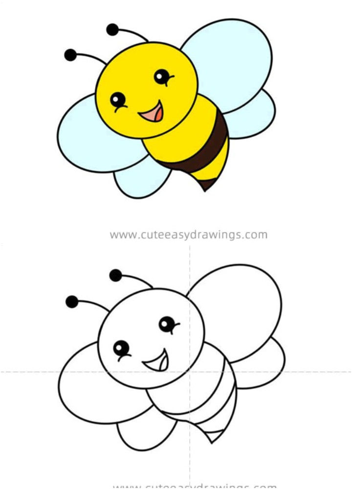 25 Cute Bee Drawing Ideas - How to Draw a Bee - Blitsy