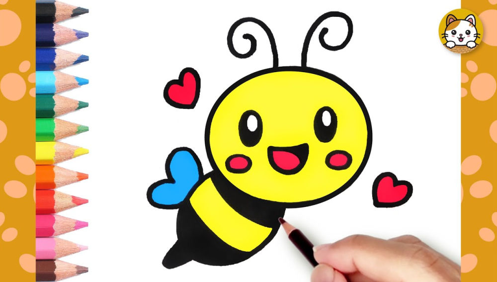 25 Cute Bee Drawing Ideas - How to Draw a Bee - Blitsy