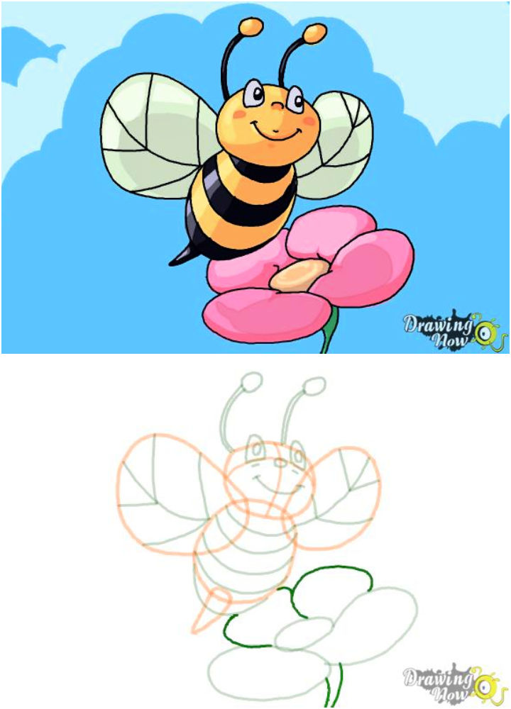 25 Cute Bee Drawing Ideas - How to Draw a Bee - Blitsy