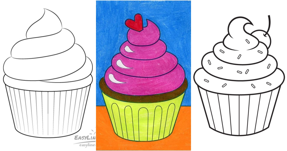 how to draw a cupcake unicorn cute and easy