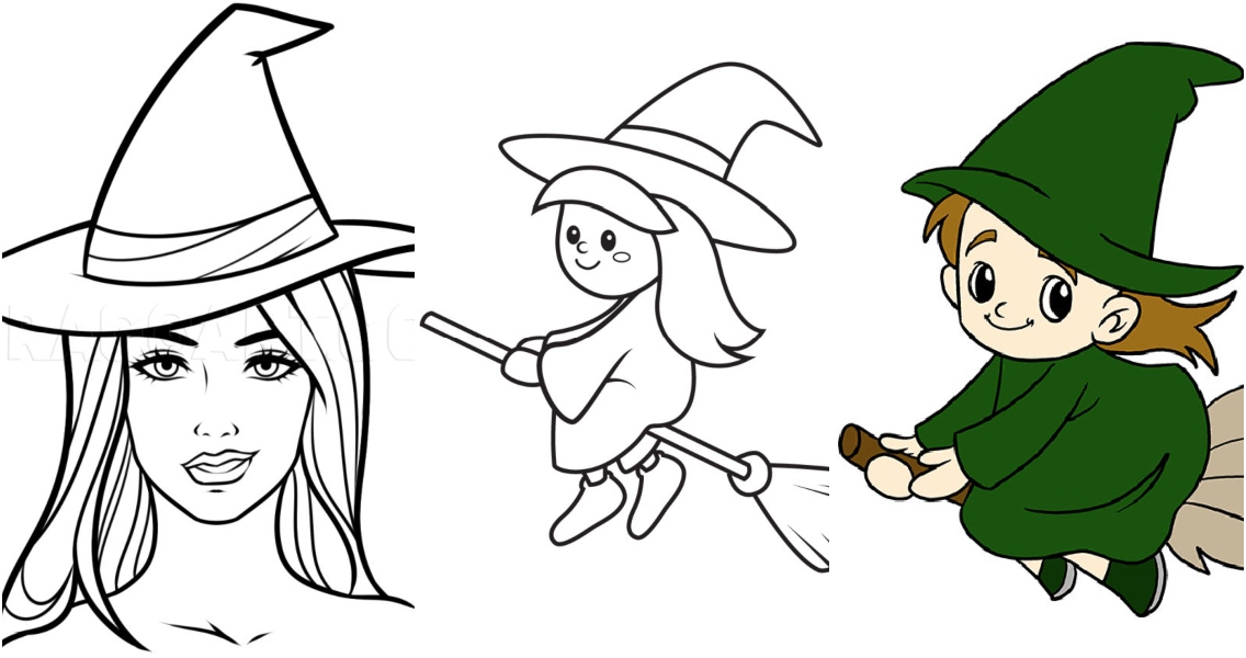 20 Easy Witch Drawing Ideas - How To Draw A Witch - Blitsy