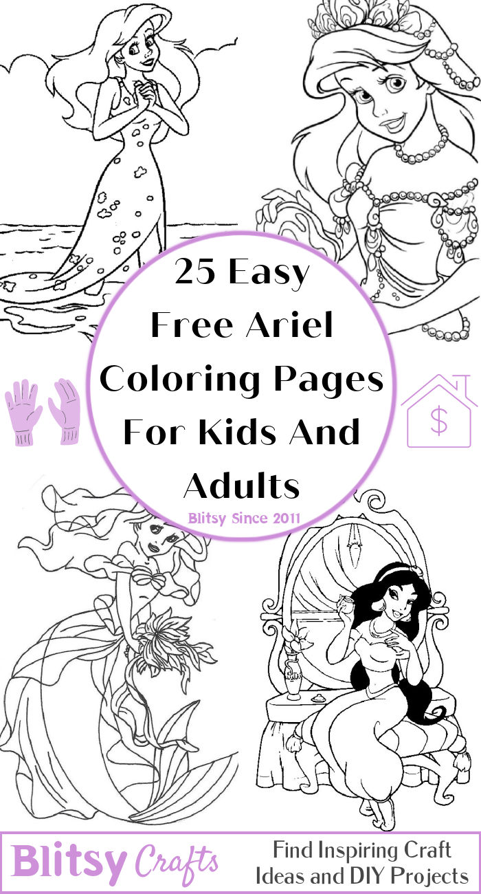 25 Free Ariel Coloring Pages for Kids and Adults