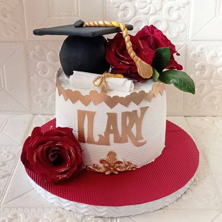 Decorated Marble Graduation Cake