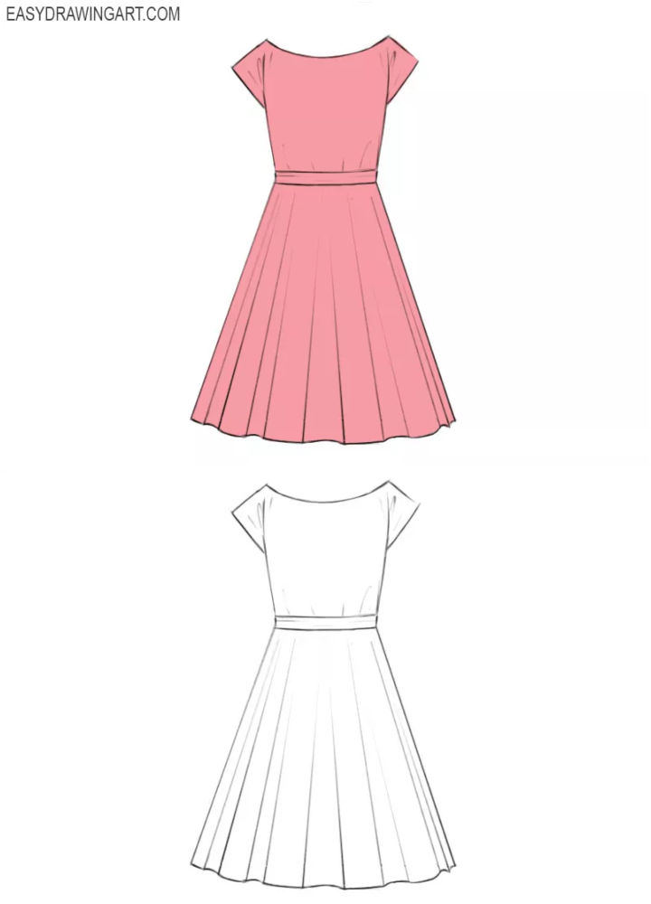 30 Easy Dress Drawing Ideas - How to Draw a Dress