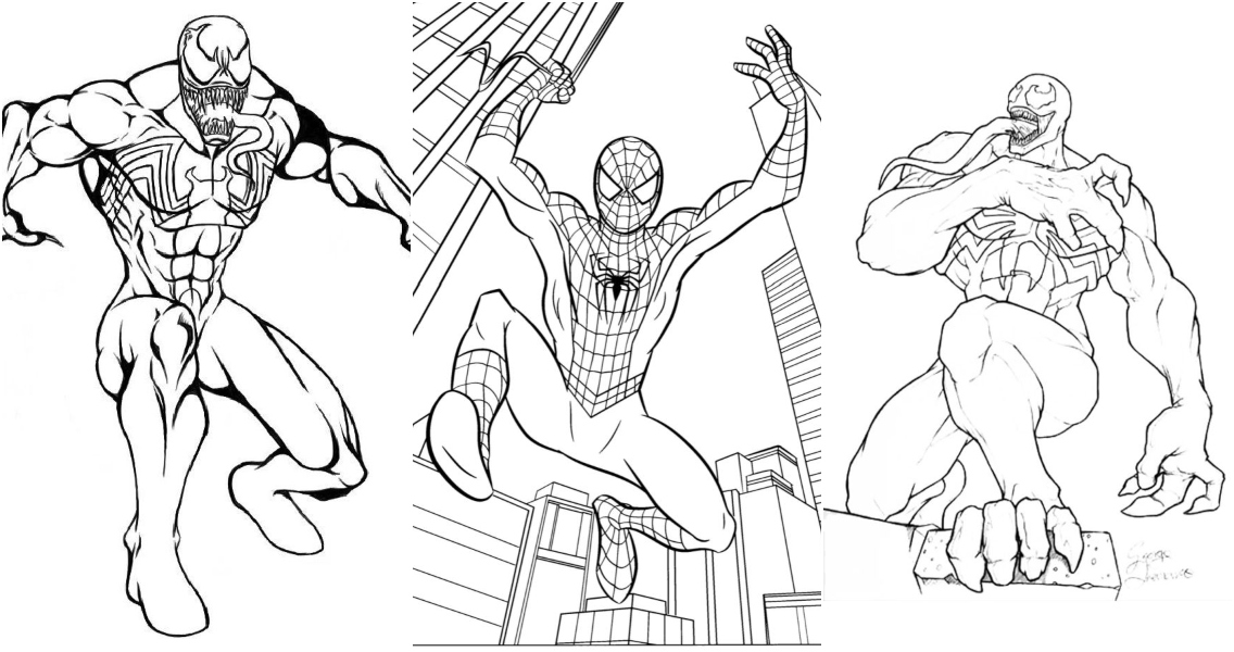 venom vs spiderman coloring pages