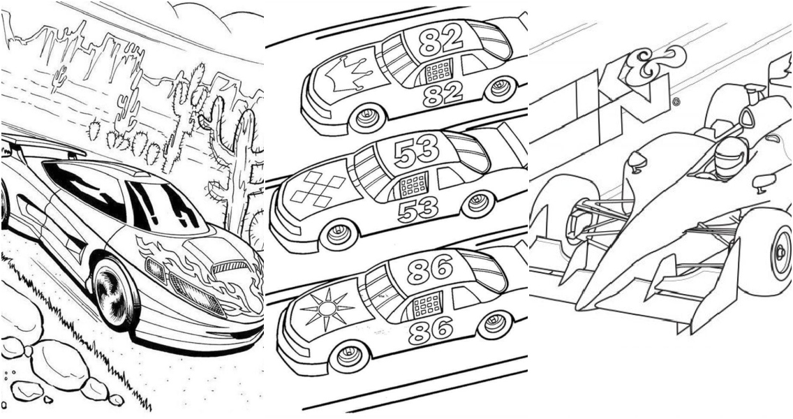 black and white coloring pages of cars