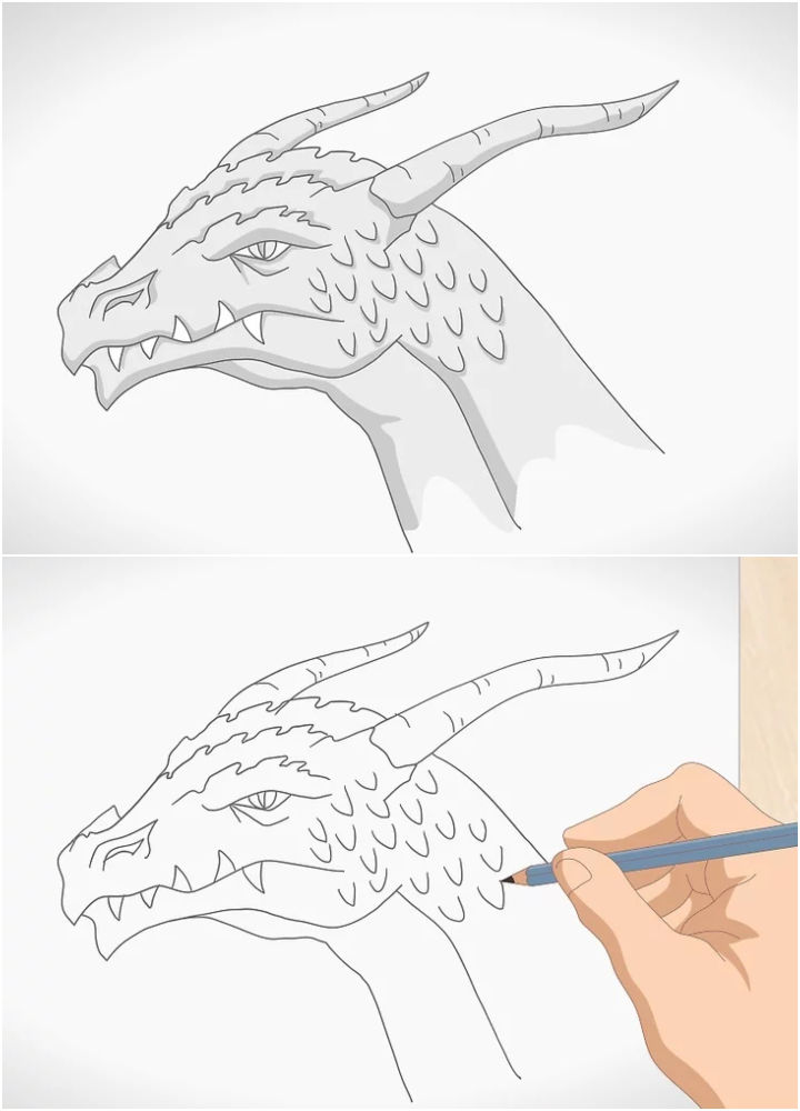 25 Easy Dragon Head Drawing Ideas - How to Draw