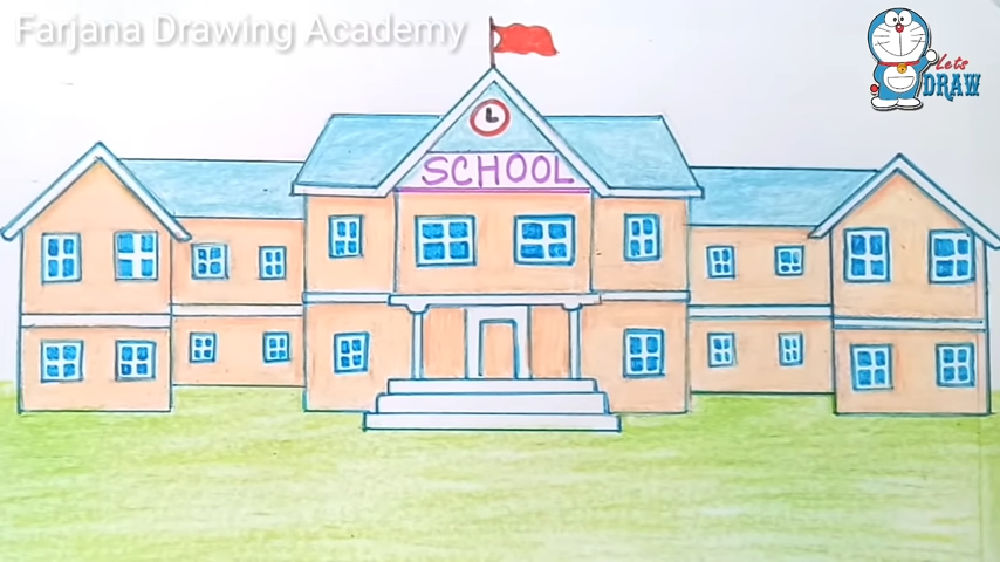 25 Easy School Drawing Ideas - How to Draw a School