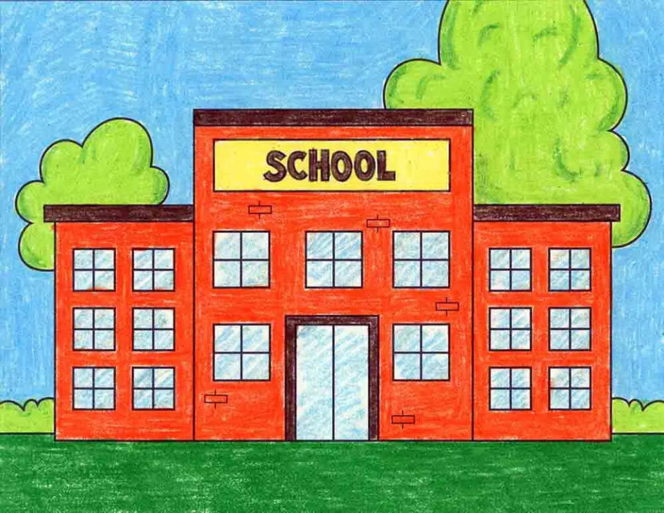 25 Easy School Drawing Ideas - How to Draw a School