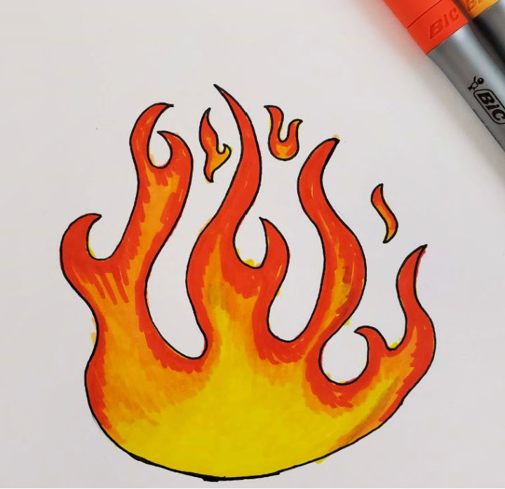 25 Easy Flames Drawing Ideas - How to Draw Flames