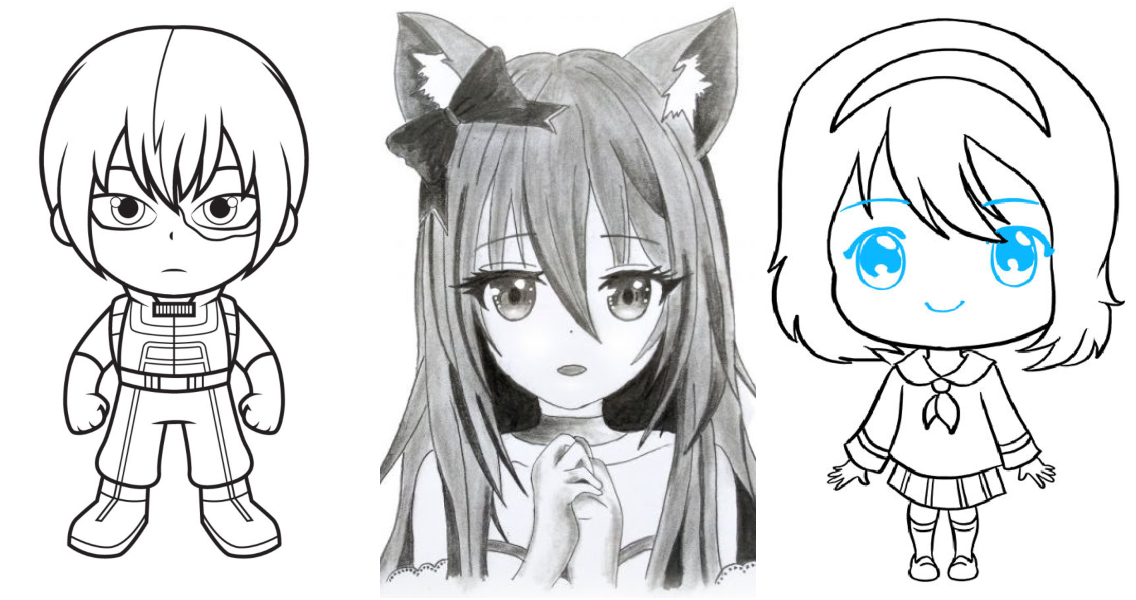 anime chibi outline