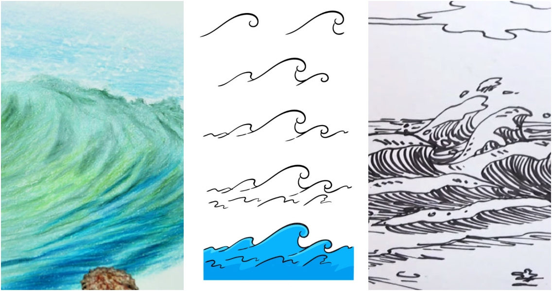 18 Easy Wave Drawing Ideas – How To Draw A Wave