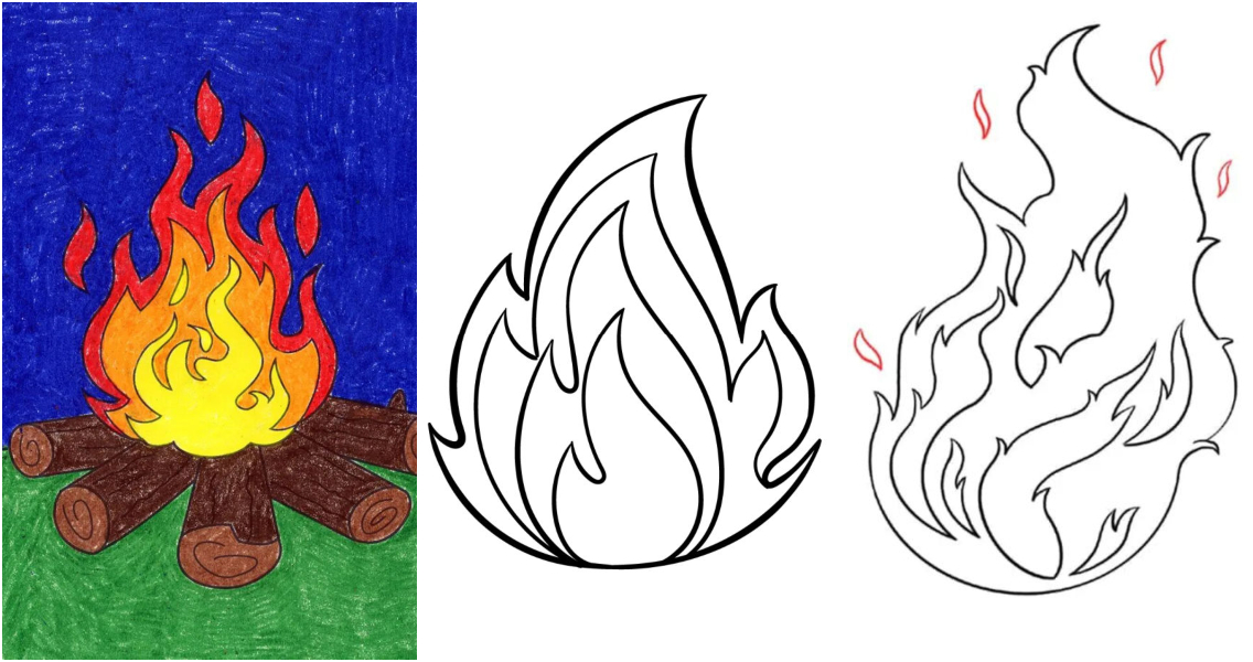 how to draw realistic fire easy