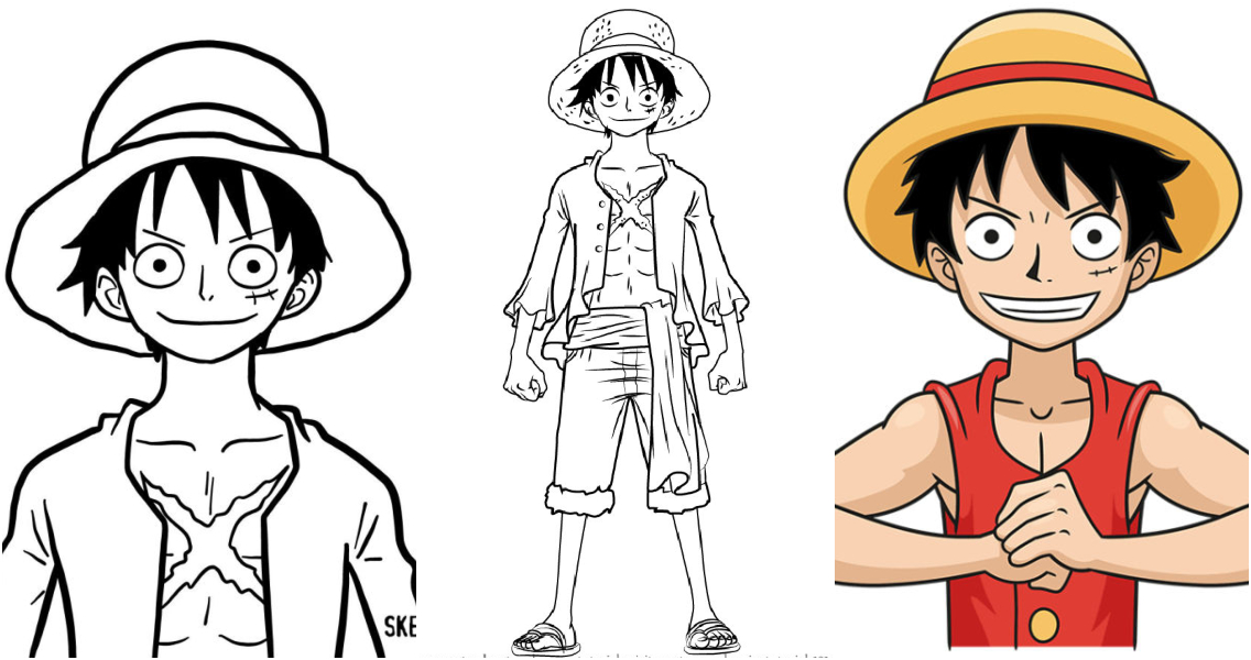 How to draw LUFFY (One Piece) step by step, EASY 