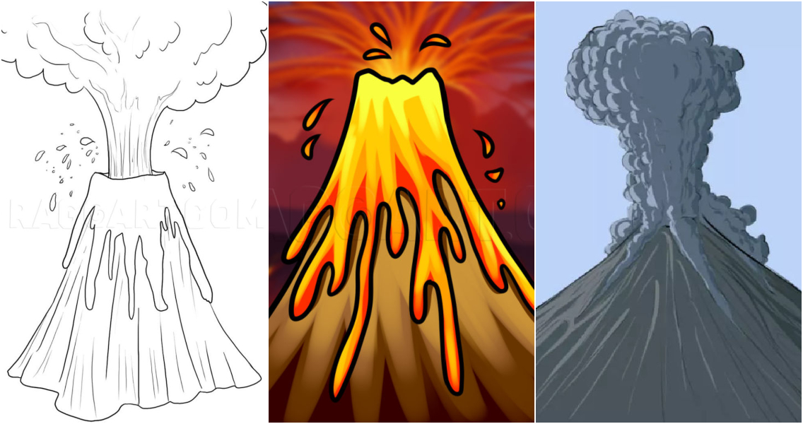 How To Draw Volcanoes Draw A Volcano Step by Step Drawing Guide by  finalprodigy  DragoArt