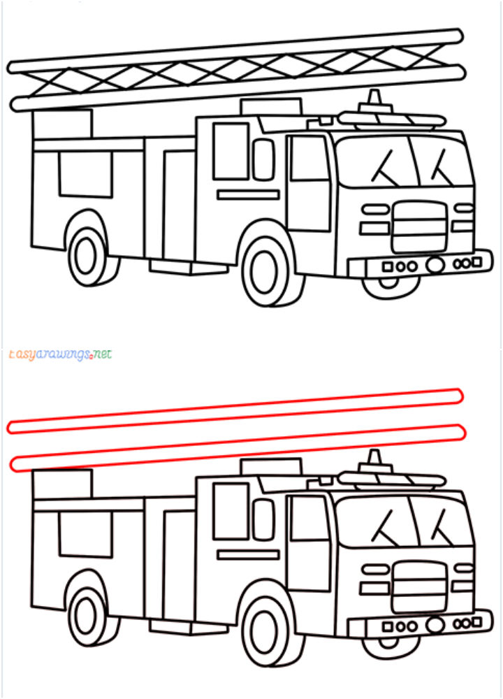 25 Easy Fire Truck Drawing Ideas - How to Draw