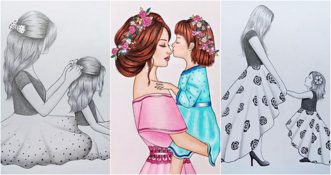 25 Easy Mother And Daughter Drawing Ideas To Draw