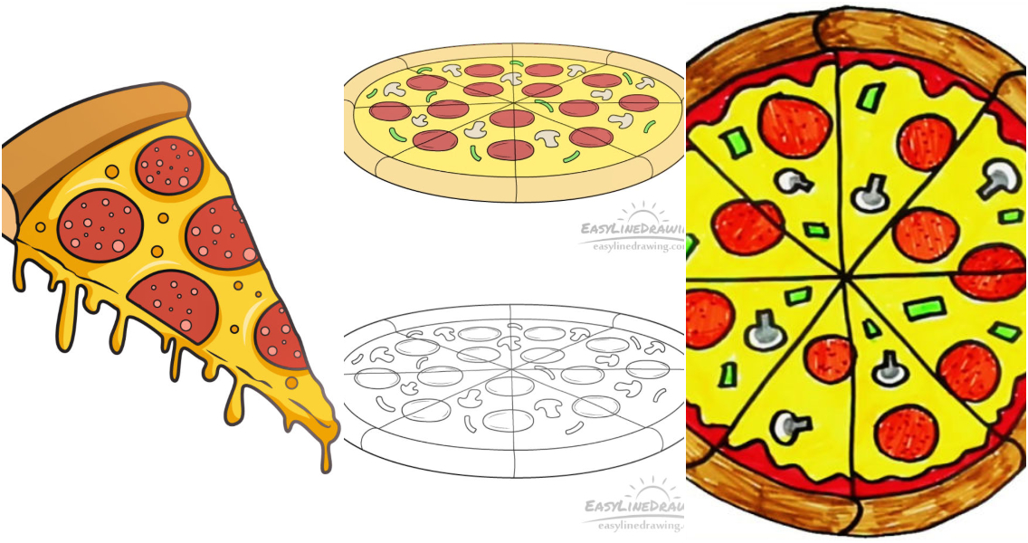 Pizza Drawing Easy  Easy drawings Pizza drawing Cute food drawings