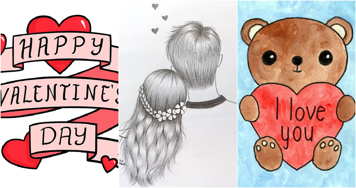 Simple and Cute Love Drawing Ideas, Easy Valentine's Day Special Drawings  for Kids ❤️, By Simple Drawings