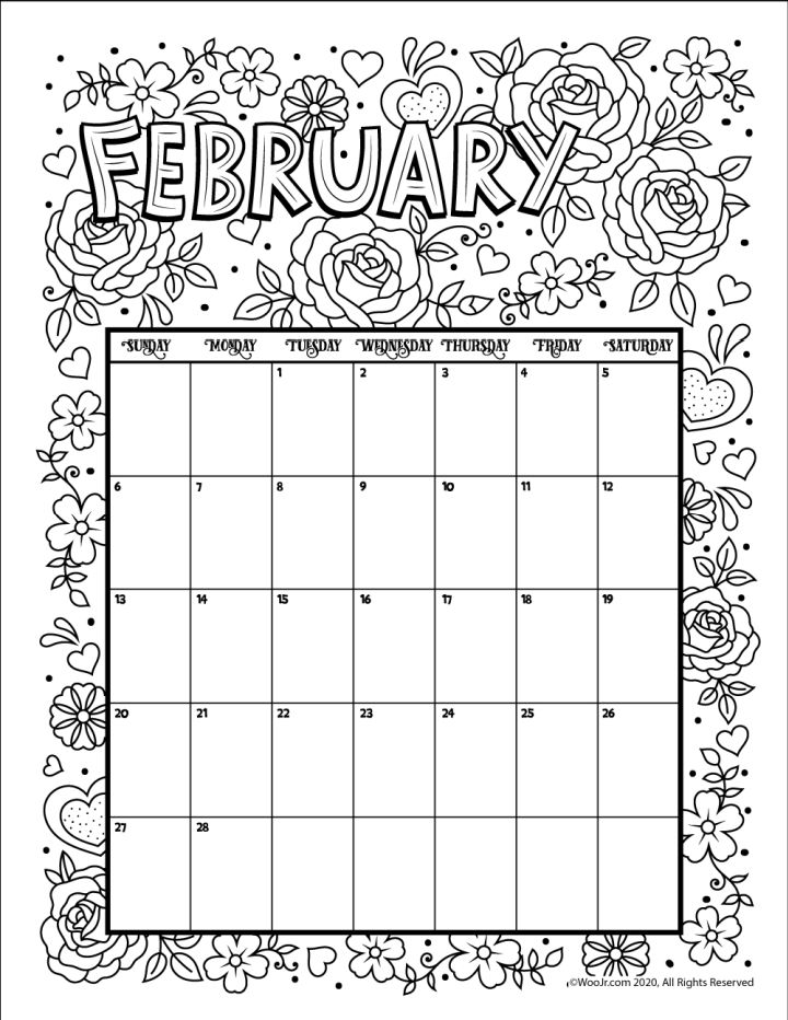 20 Free February Coloring Pages for Kids and Adults