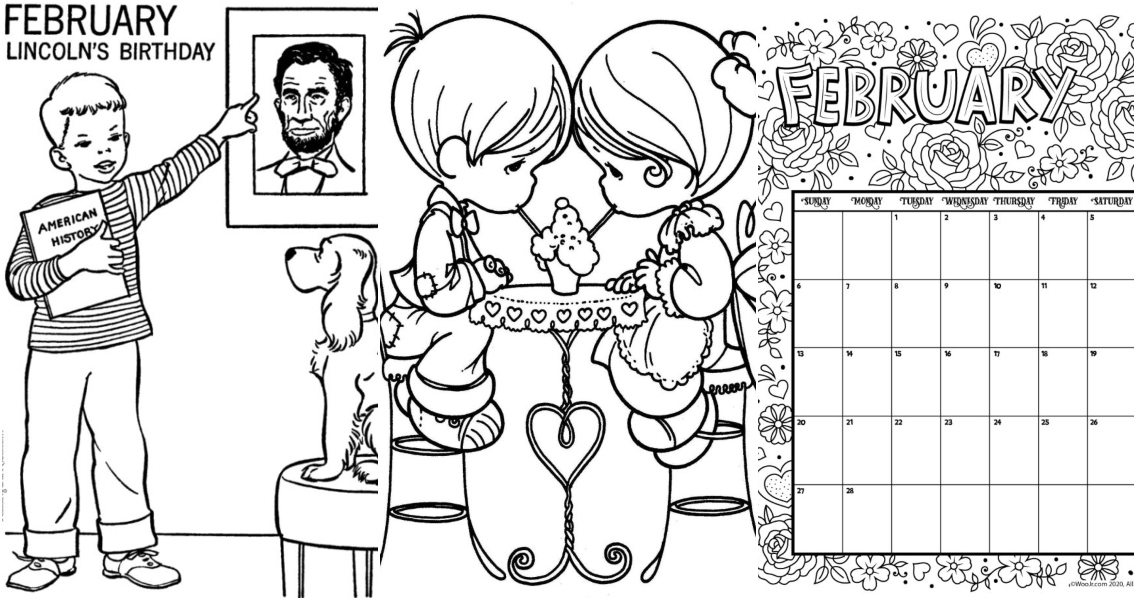 20 Free February Coloring Pages for Kids and Adults