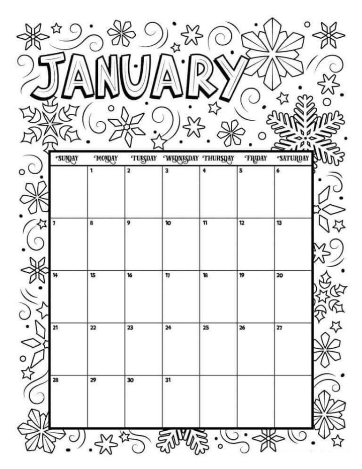 20 Free January Coloring Pages for Kids and Adults
