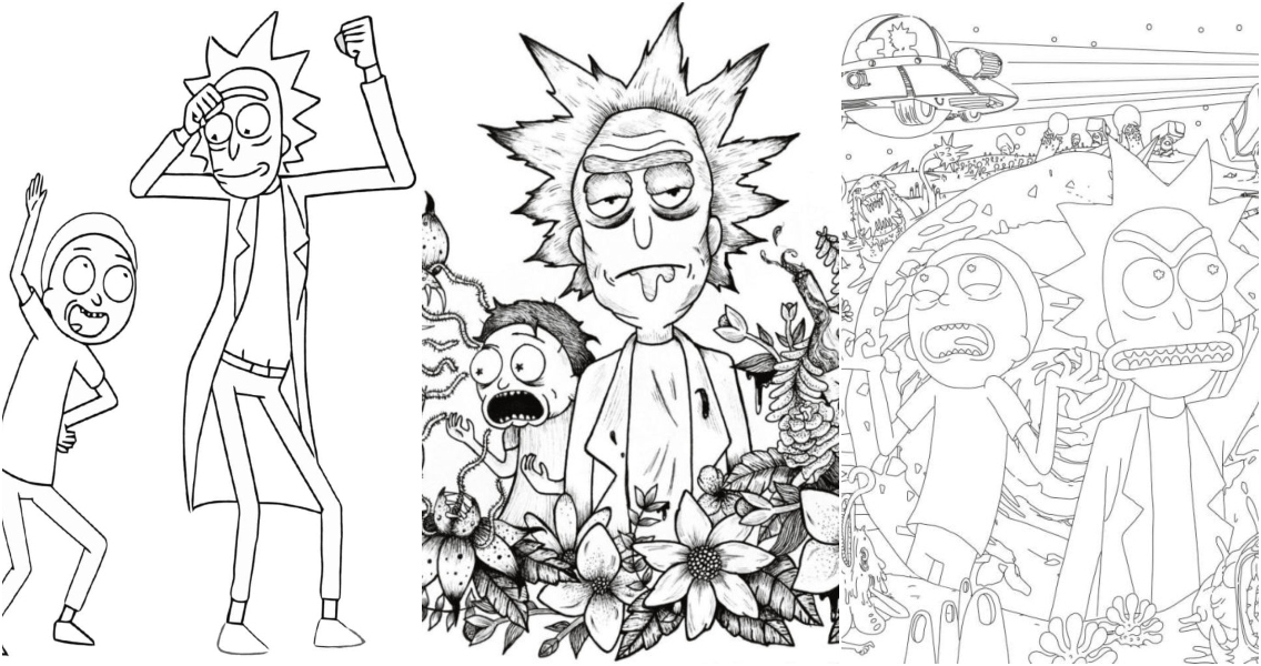 Rick Morty Coloring Pages Sketch Printable Niccals Line Para Desenhos Rick Morty Coloring Pages Sketch Printable Niccals Line Para Desenhos