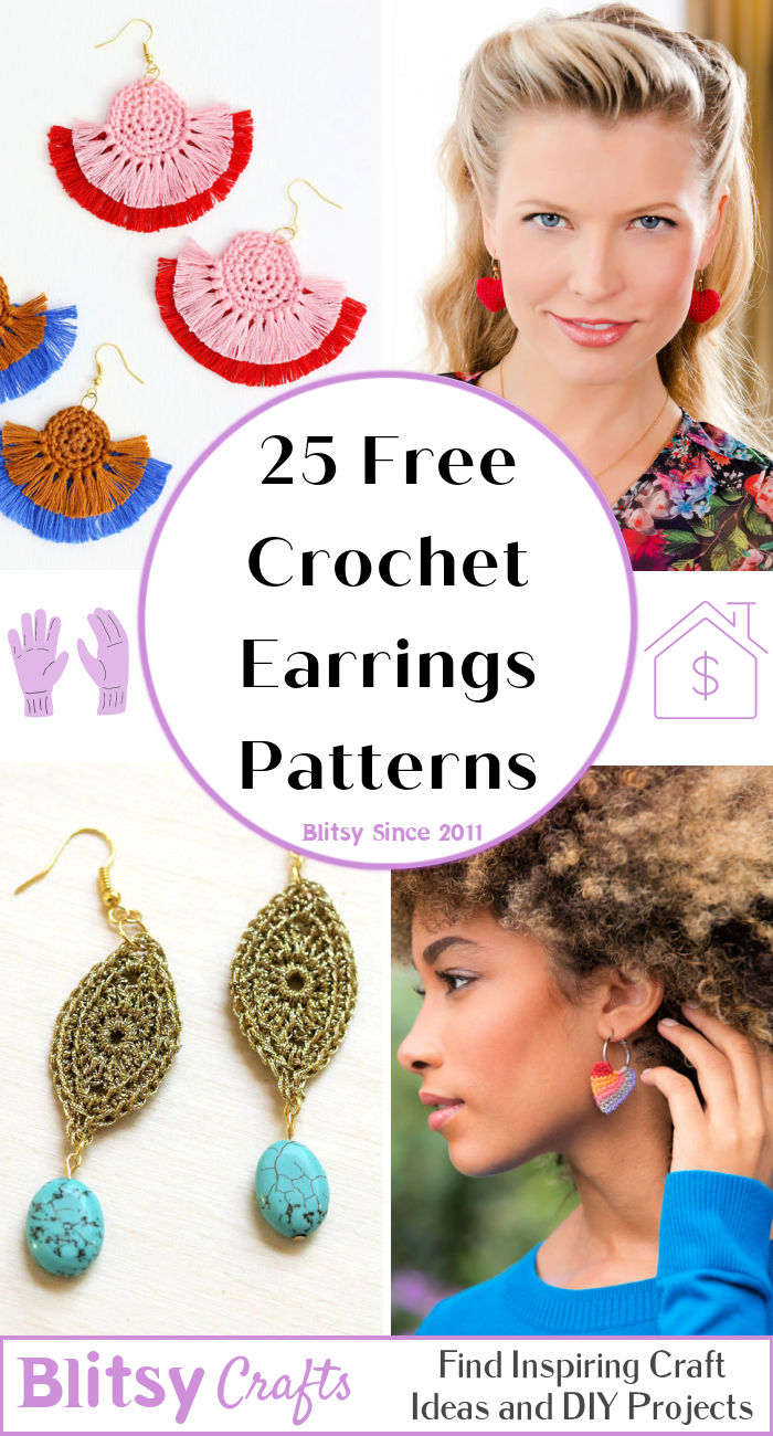 25 Free Crochet Earrings Pattern (PDF Patterns) Blitsy