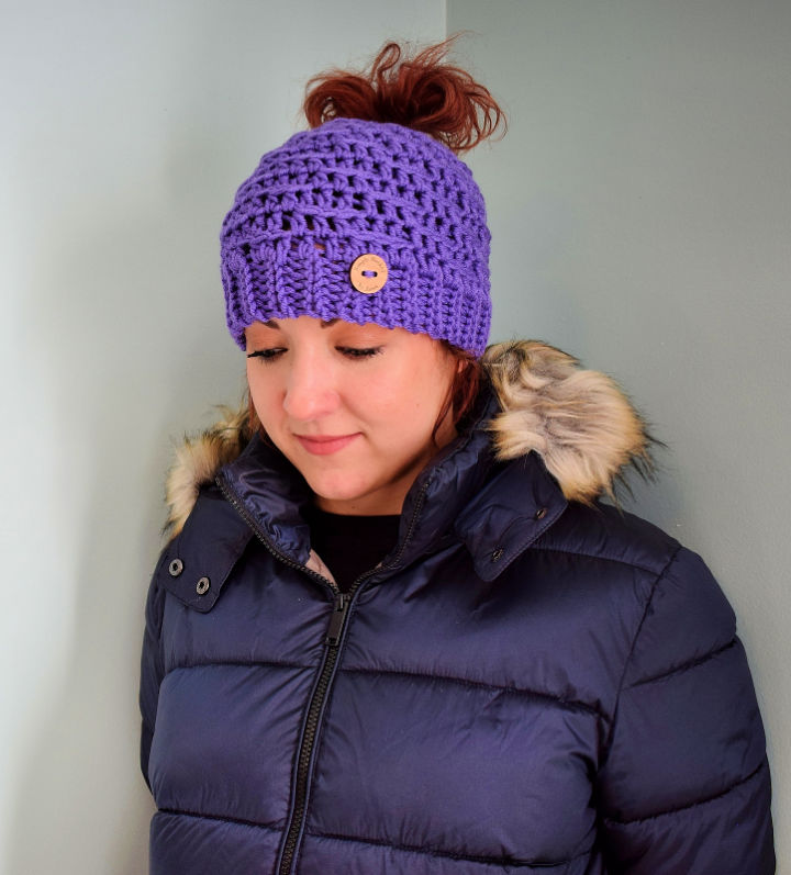 30 Free Crochet Messy Bun Hat Patterns Blitsy