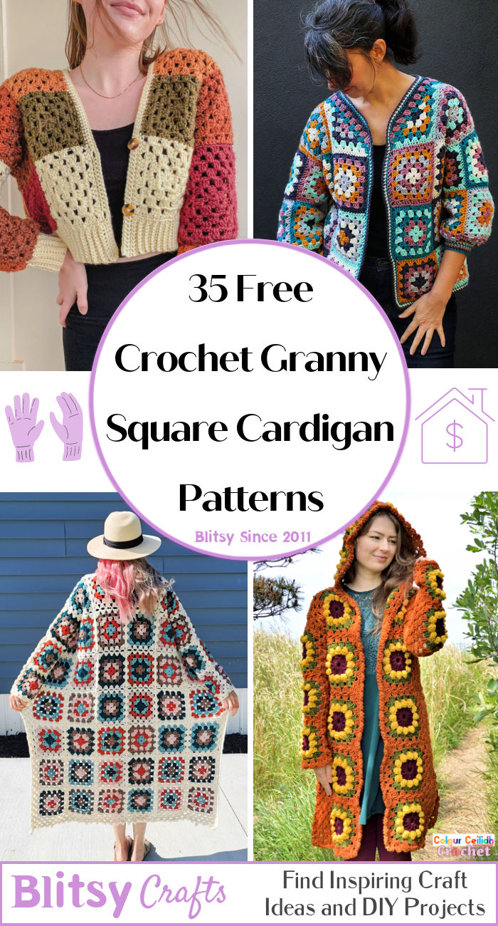 35 Free Crochet Granny Square Cardigan Patterns Blitsy