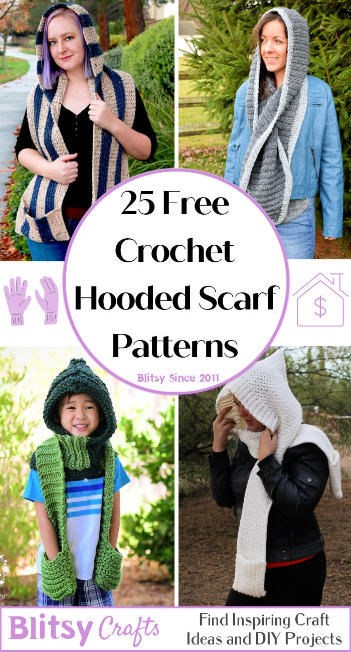 25 Free Crochet Hooded Scarf Patterns - Blitsy